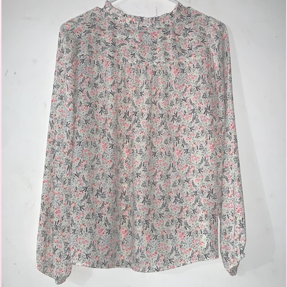 Loft sz Small Cream Colored Floral Blouse - Picture 2 of 5